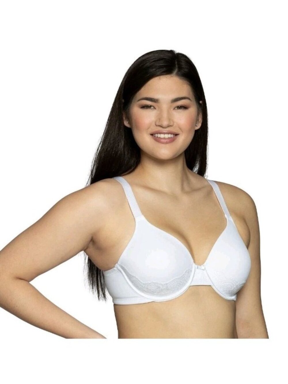 Vanity Fair 76382 Womens 42DD Radiant Back Smoothing Bra Underwire White Lace